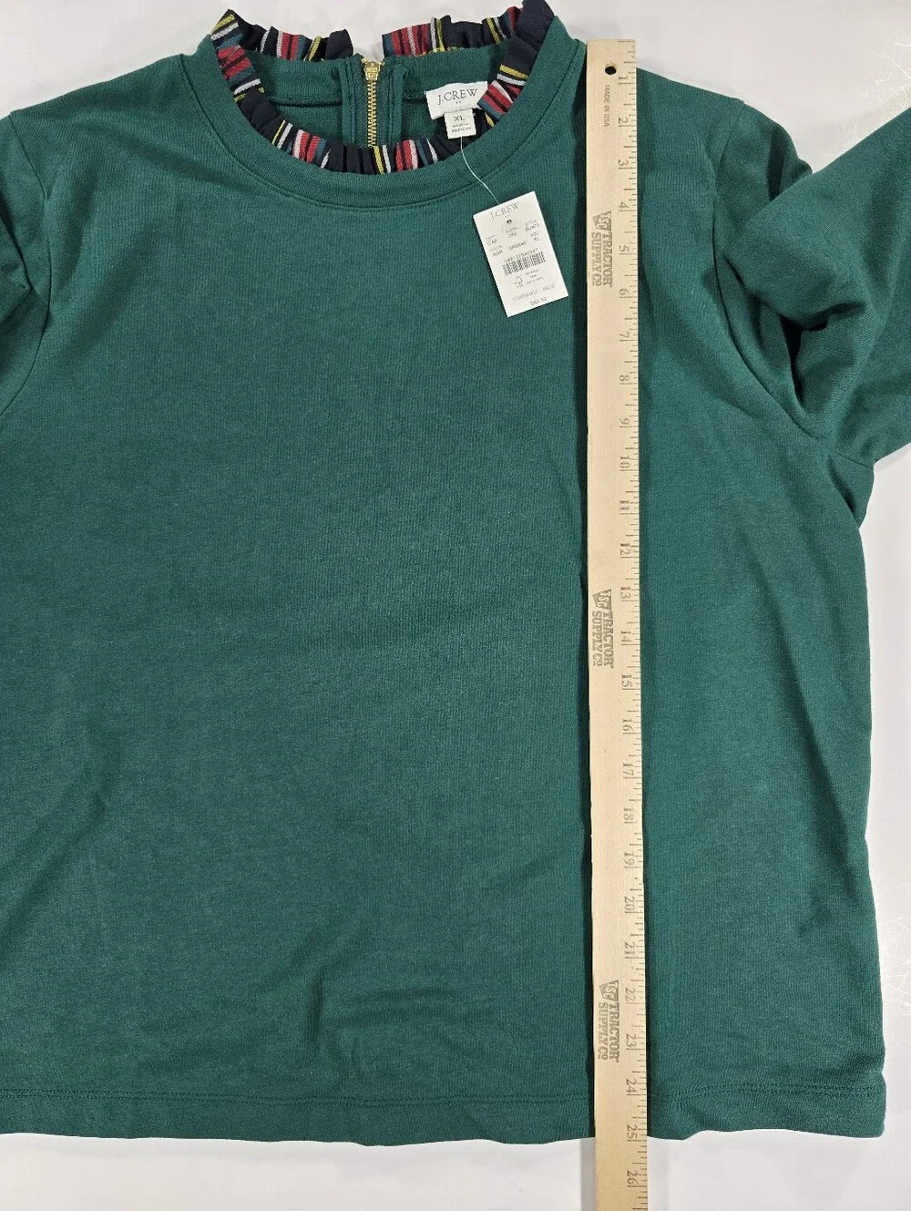 NEW J. Crew Womens Tartan Ruffle Collar Pullover Blouse Top Holiday Christmas XL